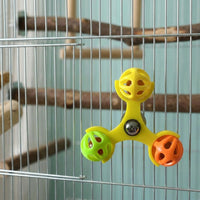 Interactive Rotating Wheel Parrot Enclosure Sphere with 3 Sphere Cluster, PETG Material Rotating Toy for Cockatiels, Budgie Entertainment