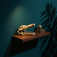Hand-Painted Crocodile Skull Ornament Compact Aquarium Cave with Hollow Design Realistic Resin Skull Decoration Natural-Looking for Aquatic Pets Keepers, Terrarium