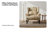 sturdy Wood Frame Upholstered high-rear armchair Vintage Design high-rear armchair Chair Jacquard Fabric Single Sofa Floral Pattern for Apartment Dwellers, Readers, Homeowners, Living Room, Bedroom, perusing alcove, Lounge Area