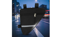 Reflective Strip Cycle Frame Triangle Bag Canvas Material Cycle Triangle Pouch Zipper Closure Bike Frame Bag Long-Lasting for Mountain Bikers