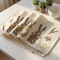 4 Pieces Easter Placemat Heat-Resistant Bunny Table Mat Festive Design Bunny Dining Mat for Home Stylists, Party Hosts, Restaurant, Kitchen