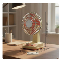 Long Battery Life Mini Desktop Fan Quiet Operation Retro Desk Fan Brushless Engine Home Appliance for Office, Bedroom