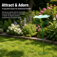 Iron Garden Avian Bath, 83cm Green Ground Mount Outdoor Decor, Rust Resistant Patio & Yard Decor, Botanical Contemporary Design