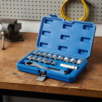 17 Pieces Pass-Through Socket Set Works on Damaged Fasteners for DIY Enthusiasts