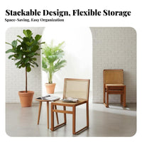 Woven Design Stackable Rattan Chair Space-Saving Stackable Rattandesign Chair Lightweight Seating Furniture Commercial Grade for Restaurant Owners, Interior Designers, Event Planners, Dining Room, Kitchen, Home Office, Balcony