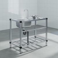 Rust Resistant Stainless Steel Utility Sink Heavy Duty Stainless Steel Sink with Stand Easy to Clean Freestanding Wash Basin with Shelf Large Capacity for Basement, Garage, Outdoor