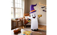 Halloween Inflatable Ghost Inflatable Ghost with Witch Hat Outdoor Yard Decoration Cute for Families, Homeowners, Lawn, Front Porch
