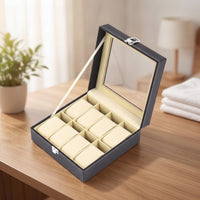 Dustproof Watch Box with Window Padded Watch Case with Glass Lid Rectangular Clear for Enthusiasts