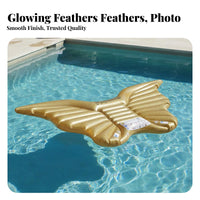 Inflatable Angel Feathers Float Thickened PVC Material Golden Butterfly Pool Lounger Glitter Filled Sequin Wing Water Raft for Adults, Kids 9+, Beach