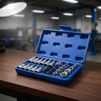 34 Pieces Ratchet Socket Tool Set Socket Tool Set with Case Knurled for Home Handymen, Vehicle Maintenance, Workshop, Home Repair