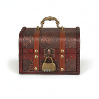 Wooden Chest with Curved Lid Rustic Wooden Storage Chest with Handle Jewelry Organizer with Lock Portable Retro for Desks