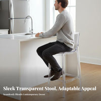 Nordic design Clear rearrest Bar Stool Transparent rear Counter Chair Easy to Clean Seating Furniture Modern Design for homeowners, Restaurant Owners, Adults, Kitchen Island, Cafe, Lounge, Dining Room