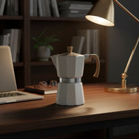 Stovetop Pot Even Heat Distribution Octagonal Aluminum Coffee Pot Stovetop Espresso Brewer Hinged Lid Lid Kitchenware Wood-Look