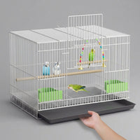 Large Pet Bird Cage, Iron Wire Indoor Enclosure with 4 Perches for Cockatiels Parakeets Budgie Lovebird, Multi-Compartment Box-shaped design