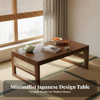 Space-Saving Solid Wood Tatami Table Multi-Functional Tatami Sitting Table Strong Load-Bearing Foldable Low Profile Desk Easy to Clean for Apartment Dwellers, Renters, Students, Balcony, Small Apartments, Living Room, Bedroom