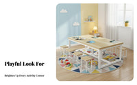 Classroom Desk and Stool Set Rounded Corners Classroom Table and Chair Set Easy to Tidy Children Craft Table for Students, Young Children, Playroom