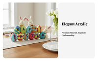Easter Egg Ornament Cute Bunnies Bunny and Egg Statue Lively Colors Easter Table Centerpiece for Homeowners, Mantel Display, Mantelpiece