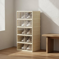 Space-Saving Plastic Shoe Storage Box Dustproof Stackable Plastic Shoe Storage Dust-Proof Installation-Effortless for Entryway, Closet, Bedroom