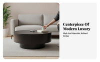 2 Pieces Internal Storage Round Nesting Tables Scratch Resistant Round Nesting Drum Stands Multipurpose Use Coffee Table Set Easy to Clean for Homeowners, Apartment Dwellers, Interior Designers, Small Areas, Lounge Area, Bedroom, Office