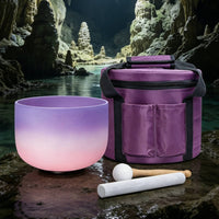 Sound Bowl with Carrying Bag Colorful Crystal Sound Bowl B-Key bowlNote for Meditators, Meditation Areas