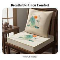 Thickened Design Chinese Design Chair Cushion High-Density Foam Thick Sponge Seat Pad Skin-Friendly Textile for Office Workers, Tea Room