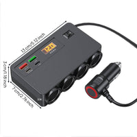 Digital Expansion Socket Compatible Car Charger with Volt Meter Safe Multi-Port Charging Hub Matte for Rideshare Drivers, Cars