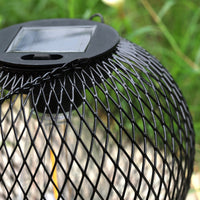 Clear Bulb Solar Hanging Lantern Black Finish Decorative Hanging Solar Light Wire Lantern Light for Patio