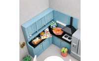 1/12 Dollhouse Kitchen Cabinet with Sink Modern Dollhouse Kitchen Set with Sink European-Style for Dioramas