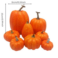 8 Pieces Assorted Artificial Pumpkins Decorative Artificial Pumpkins with Molded Decorations for Crafters