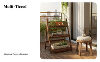 Foldable Design Multi-Tier Folding Planter Shelf Floor-Standing three-tier Plant Shelf Indoor & outdoordoor Use floral Rack Weather-Resistant for Gardeners, homeowners, Apartment Dwellers, Balcony, Living Room, entrancemethod, Corner Space