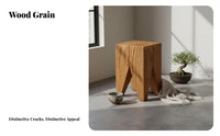 Tree Log Side Table Rustic Naturalism Design Carved Tree Log Pedestal Single-Piece Wood Handmade for Interior Designers