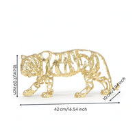 Tiger Figurine Ornament Openwork Collectible Art Gift Sculptural Desk Decor for Desktop