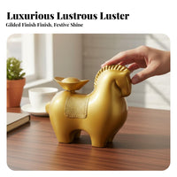 Alloy Material Rotating Yuanbao Horse Figurine Ideal Gift Wealth Horse Ornament for Business Owners, Office, Desk