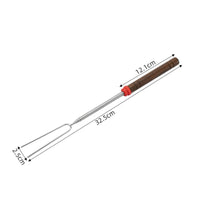 Stainless Steel Grill Skewer Curved Extendable Bbq Fork Portable Extending Roasting for Barbecue