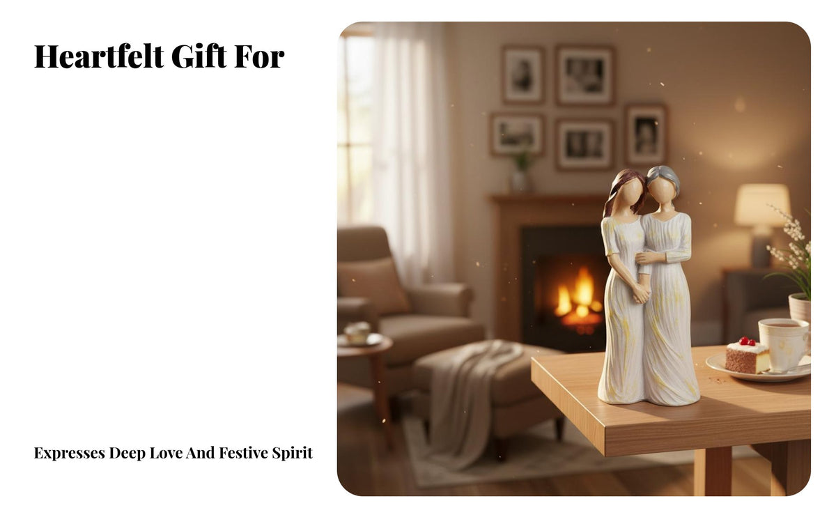 Mother Daughter Statue Sentimental Gift Mother and Daughters Statue Symbol of Love Resin Sentimental Memento for Women, Living Room, Shelf