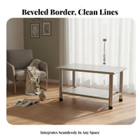 Modern Design dual-level Rectangular Stand Minimalist design Coffee Table Space-Saving Living Room Furnishing Easy to Clean for Office Managers, Homeowners, Families, Small Apartment, Reception Area, Study, Bedroom