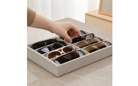 Velvet-Lined Glasses Tray with 8 Compartments Divided Eyeglasses Organizer Rectangular Eyewear Display Tray Slimline for Retailers, Dresser, Closet
