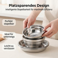Stainless Steel Camping Dinnerware Set, Matte Silver, 11.4cm Salad Bowl, Reusable Picnic Dinnerware for 6 People