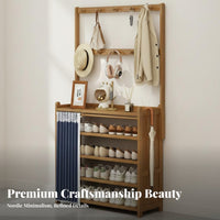 All-in-Single Solution Shoe and Coat Rack Space-Saving Design Hall Tree with Shoe Storage Large Capacity Complimentary Standing Entryway Rack Strong Load-Bearing for Apartment Dwellers, Homeowners, Families, Hallway, Mudroom, Dorm Room, Bedroom