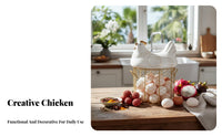 Large Capacity Ceramic Hen Storage Container Multi-Functional Ceramic Hen Egg Holder Country Design