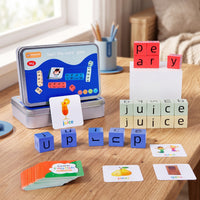Letter Matching Game Hands-on Spelling Toy with Storage Tin Alphabet Blocks with Tin Portable Letter Cubes Game Compact
