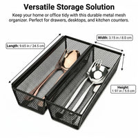 Desk Organiser with Metal Mesh Storage Baskets for Office and Students, Wire Pen Holder Set with Multiple Compartments