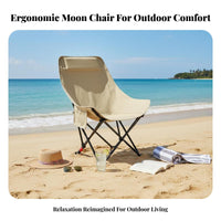 Heavy Duty Adjustable High-Back Moon Chair Breathable Textile Adjustable High-Back Camp Chair Sling-styleLike Comfort Folding Seat Side Storage Pocket for Campers, Picnickers, Camping, Fishing, Picnic, Picnics