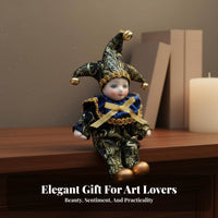 Ceramic Trickster Doll Great Gift Idea Vintage Trickster Figurine Hand-Painted Pierrot Clown Doll for Collectors, Home Decor, Art Collection