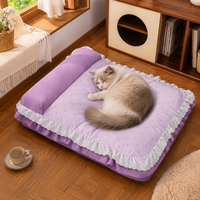 French Retro Dog Bed for Small Dogs Cats, 62x43cm Dog Basket with Removable Cushion, Washable Dog Cushion for Teddy