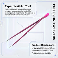Professional Stainless Steel Tweezers for Nail Art and Eyelash Extension, Fine Tip Beauty Tool for Lash Technician, Cluster Application