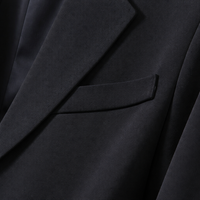 Shoulder Pads Women's Jacket with Closure for Office Wear, Long Sleeve Ladies Business Casual Plus Size Mid-Length Suit