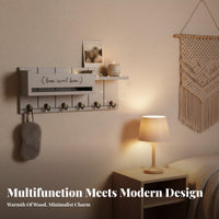 Solid Wood Wall Mounted Mail and Key Holder Multi-Functional Wooden Mail Sorter with Hooks Space-Saving for Hallway, Office, Mudroom