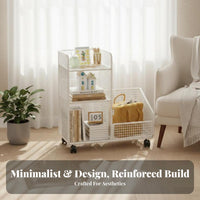 With casters Rolling Book mobile storage unit Space-Saving MultiTiered Wheeled mobile storage unit multipurpose Use book mobile storage unit Large Capacity for Students, downice Workers, Living Room, Bedroom, Classroom, Narrow areas
