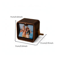 Photo Melody Box Wooden Melody Box with Photo Window Nostalgic for Home Decor